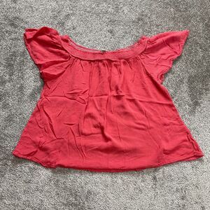 Lapogee Blouse Top womens XL Pink Boat Neck Flutter Sleeve Shirt Ladies Stretch